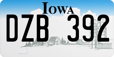 IA license plate DZB392