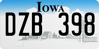 IA license plate DZB398
