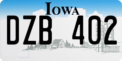 IA license plate DZB402