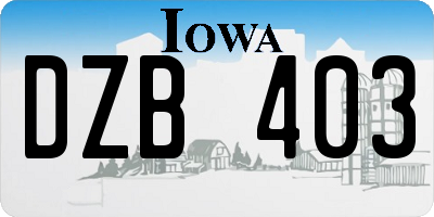 IA license plate DZB403