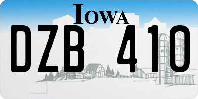 IA license plate DZB410