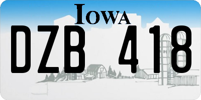 IA license plate DZB418