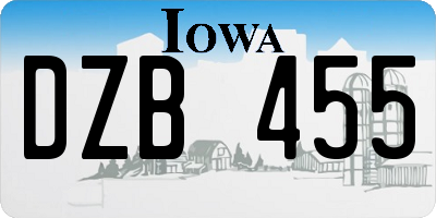 IA license plate DZB455
