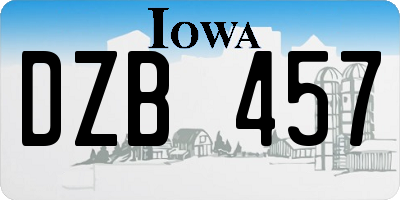IA license plate DZB457