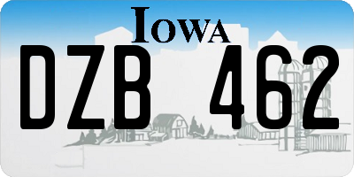 IA license plate DZB462