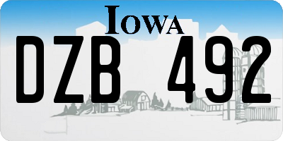 IA license plate DZB492