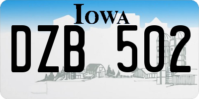 IA license plate DZB502