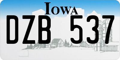 IA license plate DZB537