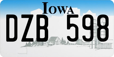 IA license plate DZB598