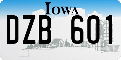 IA license plate DZB601