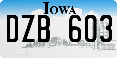 IA license plate DZB603