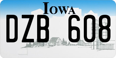 IA license plate DZB608