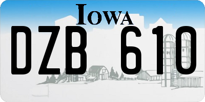 IA license plate DZB610