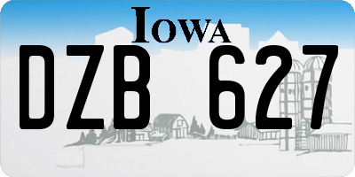 IA license plate DZB627