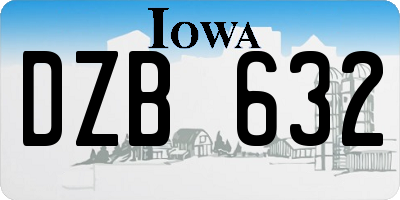IA license plate DZB632
