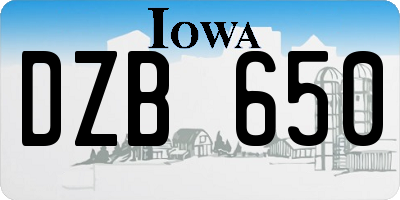 IA license plate DZB650