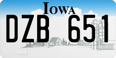 IA license plate DZB651