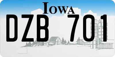 IA license plate DZB701