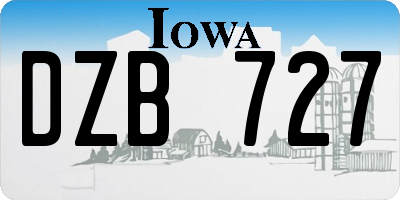 IA license plate DZB727