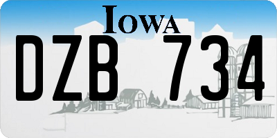 IA license plate DZB734