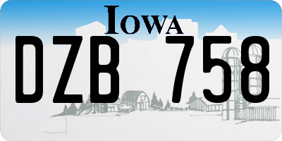 IA license plate DZB758