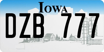 IA license plate DZB777