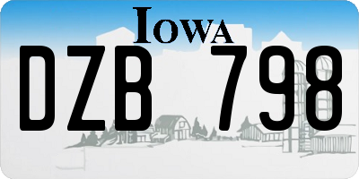 IA license plate DZB798