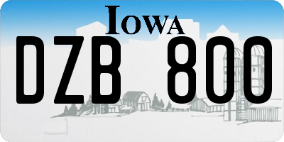 IA license plate DZB800