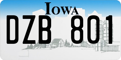 IA license plate DZB801