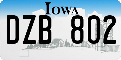 IA license plate DZB802