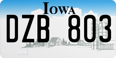 IA license plate DZB803