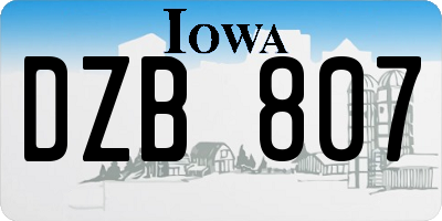 IA license plate DZB807