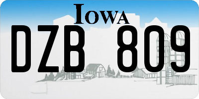 IA license plate DZB809