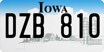 IA license plate DZB810