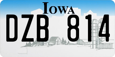 IA license plate DZB814