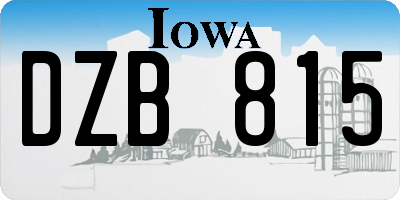 IA license plate DZB815