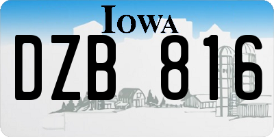 IA license plate DZB816