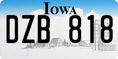 IA license plate DZB818