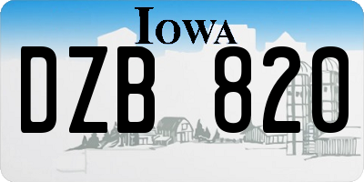 IA license plate DZB820