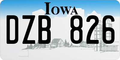 IA license plate DZB826