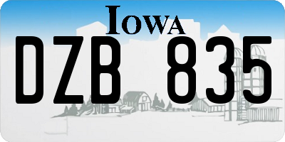 IA license plate DZB835