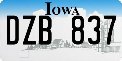 IA license plate DZB837