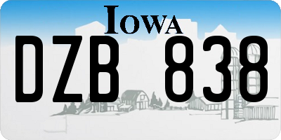 IA license plate DZB838