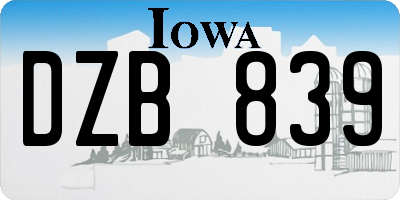 IA license plate DZB839