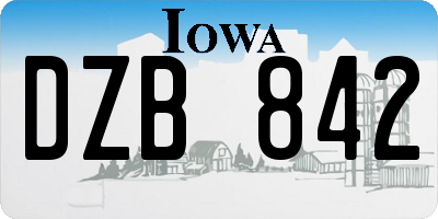 IA license plate DZB842