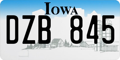 IA license plate DZB845