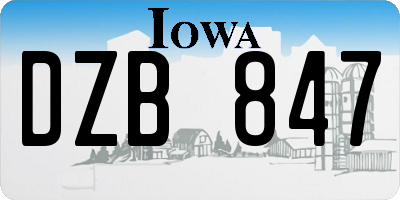 IA license plate DZB847
