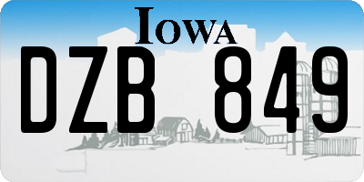 IA license plate DZB849