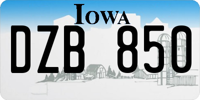 IA license plate DZB850