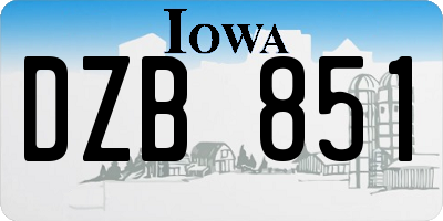 IA license plate DZB851